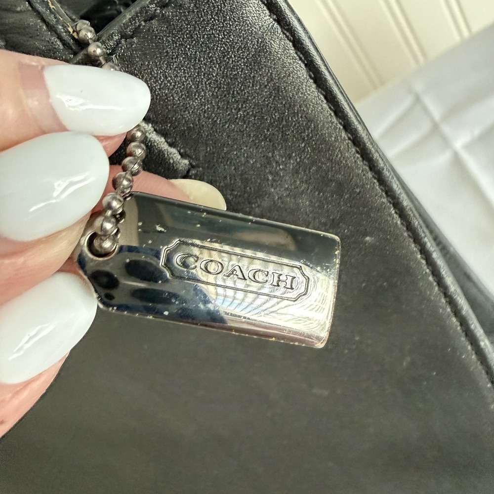 Vintage Coach Black Mini Tote Top Handle Silver Hardware 6152 Bag Purse - Picture 3 of 16